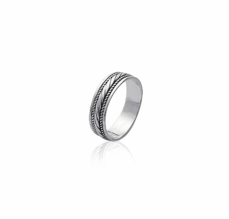 Bague anneau fin tresse argent - 64