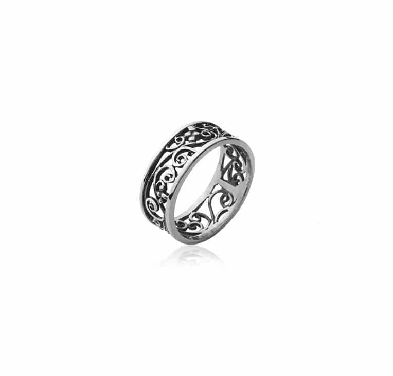 Bague celtique ajourée d'arabesques argent - 60