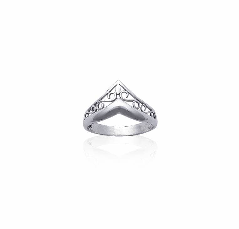 Bague couronne arabesques argent - 52