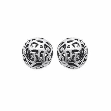 Clous d'oreilles boule d'arabesques argent