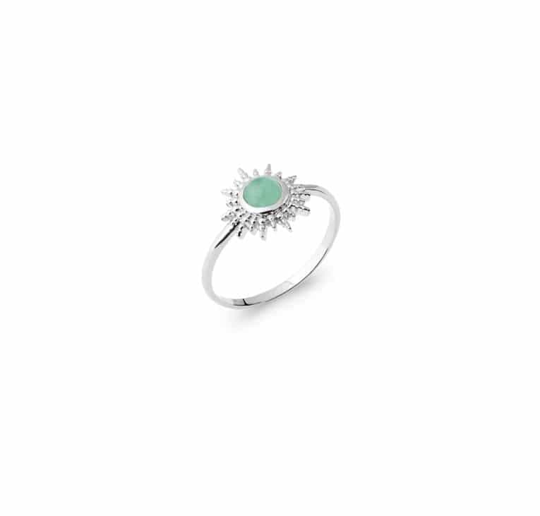 Bague soleil aventurine argent rhodié - 56