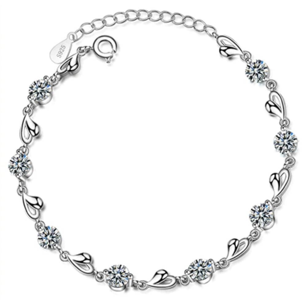 Bracelet argent plaqué coeur et cristal