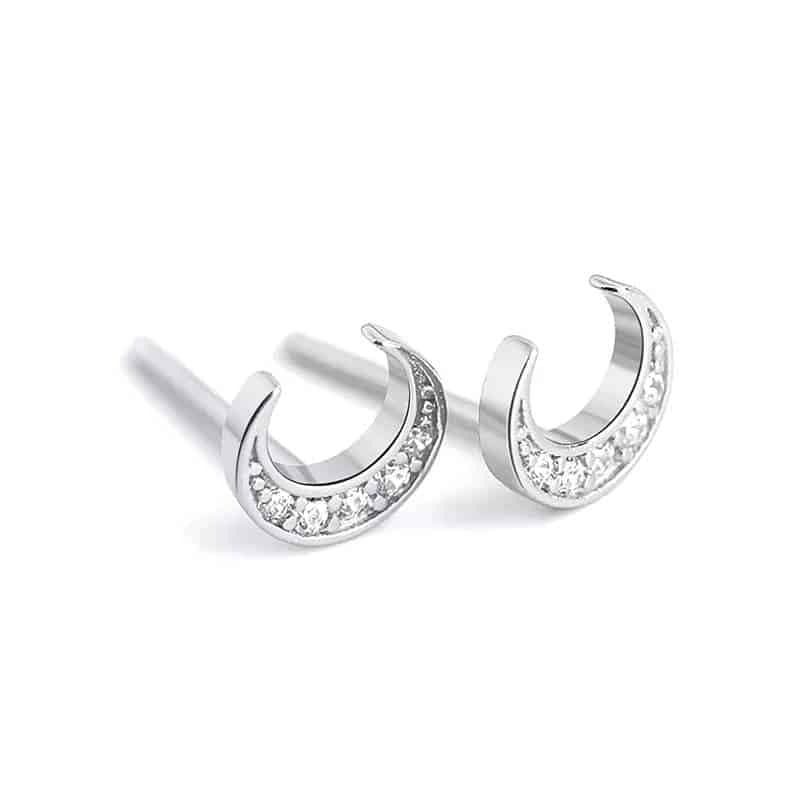 Puces croissant de lune argent 925