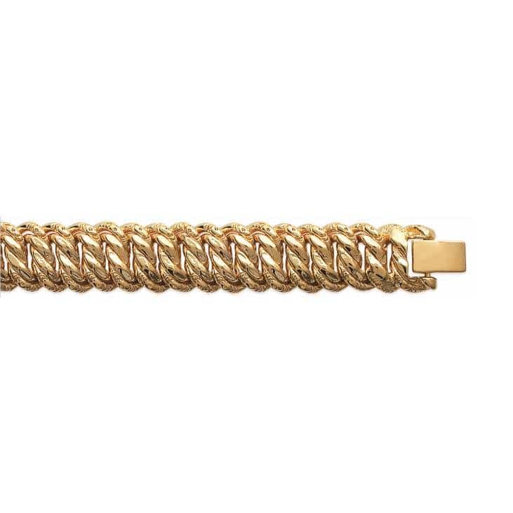 Bracelet maille américaine plaqué or - 23 cm