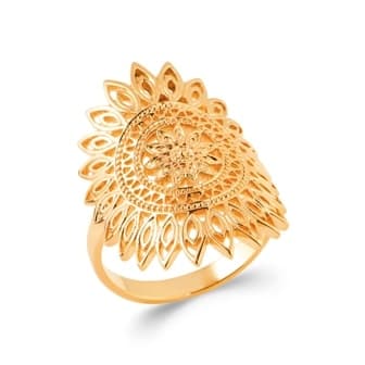 Bague soleil aztèque plaqué or - 60