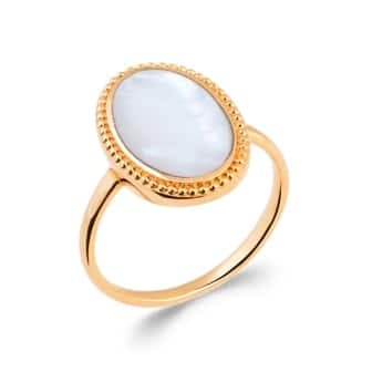 Bague nacre ovale plaqué or - 60