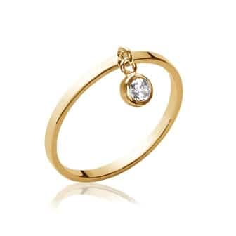 Bague breloque zircon plaqué or - 56