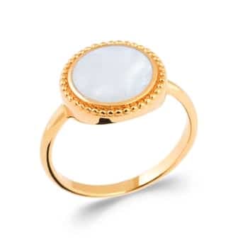 Bague nacre ovale large plaqué or - 52