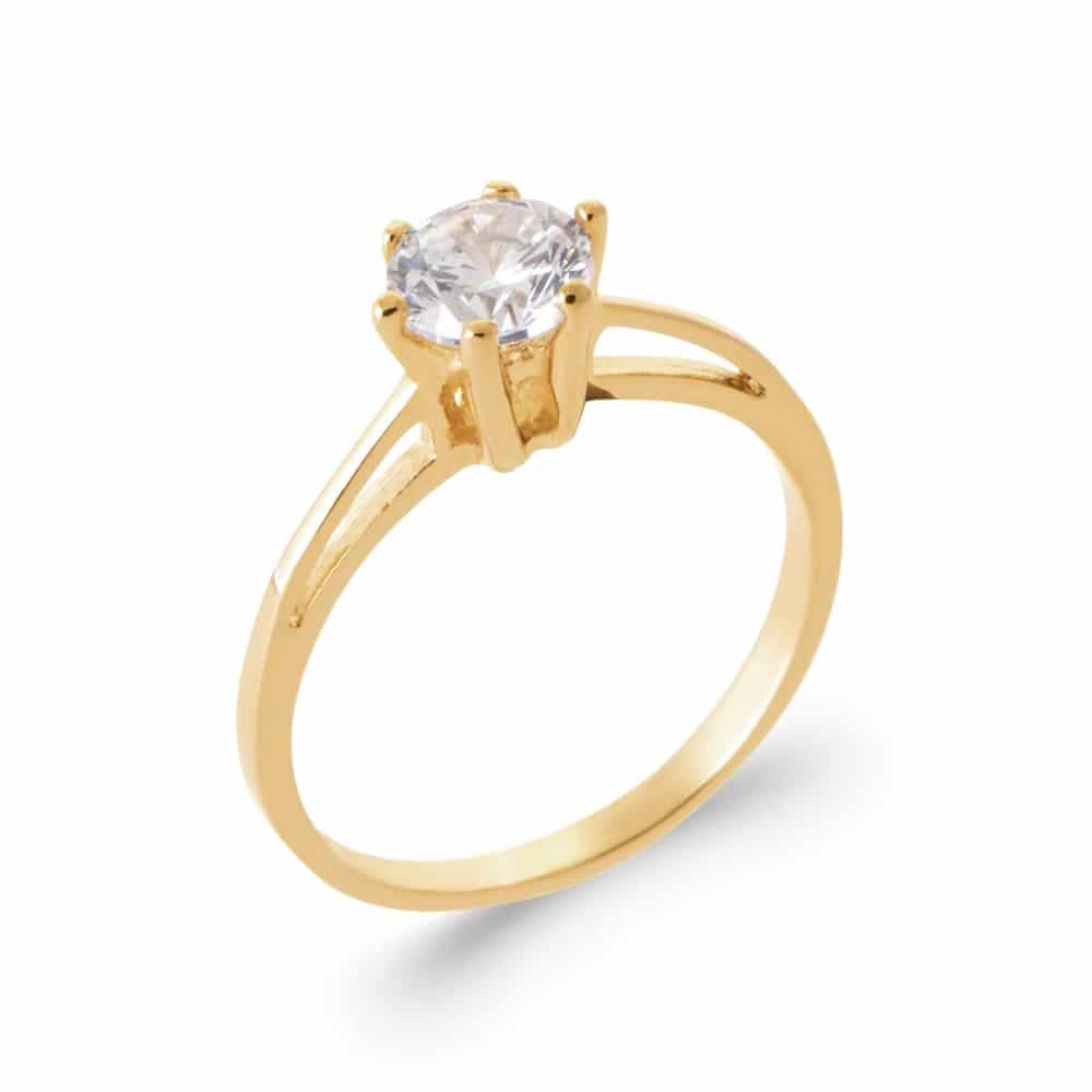 Bague plaqué or solitaire Clésia diamant synthétique - 54