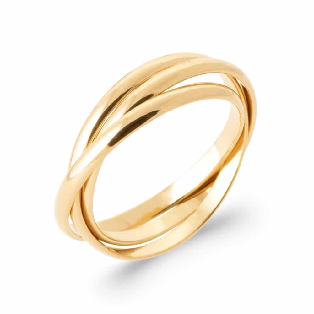 Bague plaqué or trio d'anneaux entrelacés - 60