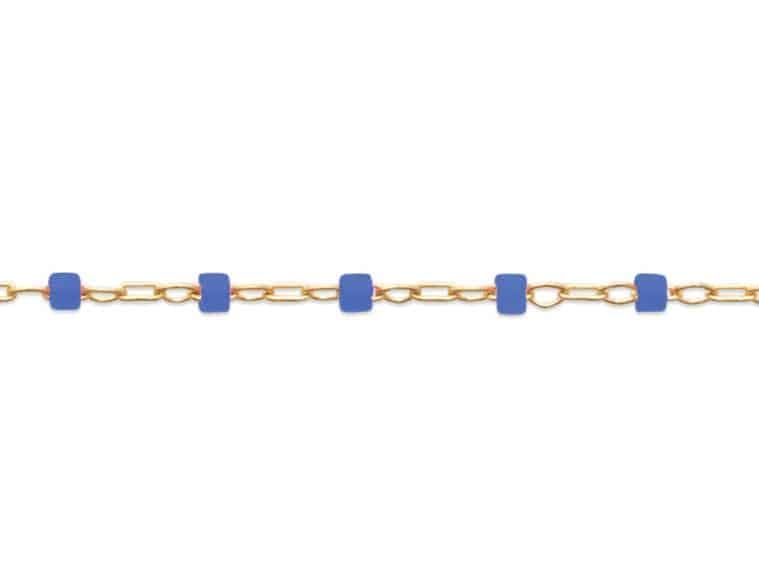Bracelet perles miyuki bleues plaqué or