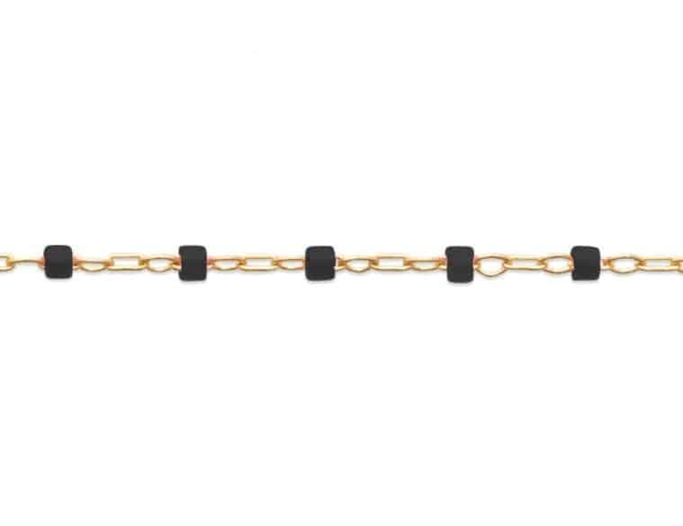 Bracelet perles miyuki noires plaqué or
