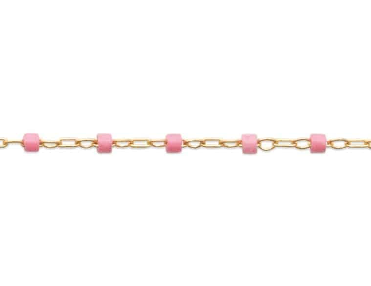 Bracelet perles miyuki roses plaqué or