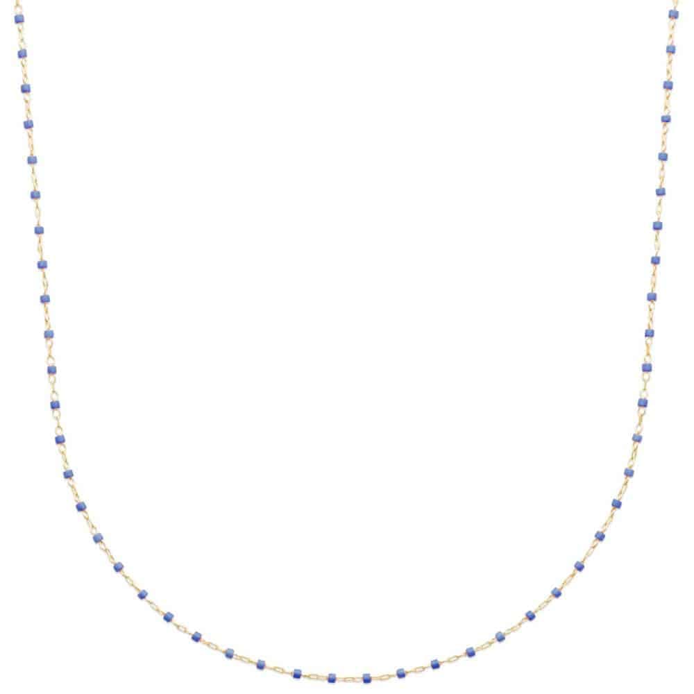 Collier perles miyuki bleues plaqué or