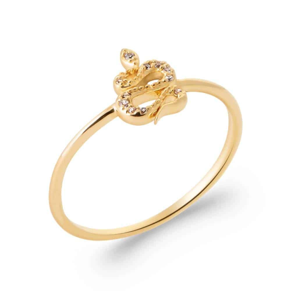 Bague serpent plaqué or - 54