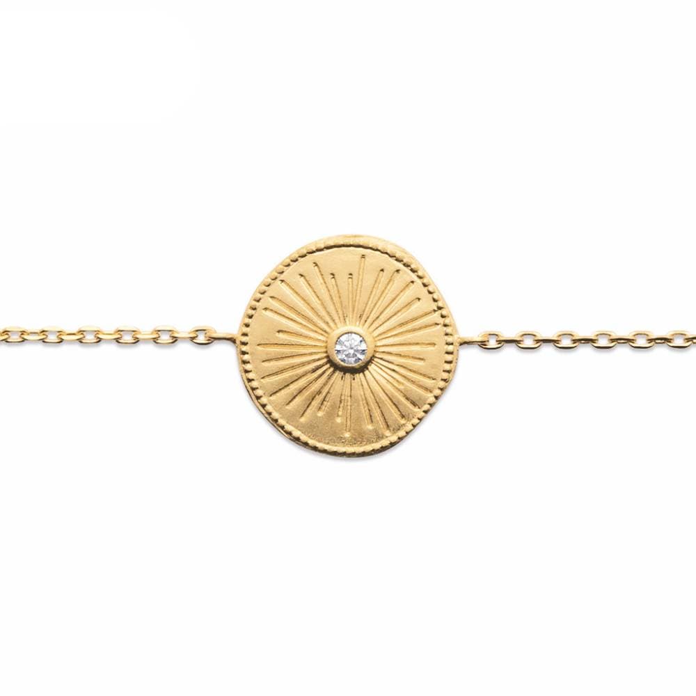 Bracelet plaqué or pastille soleil