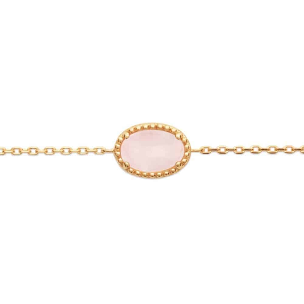 Bracelet plaqué or quartz rose