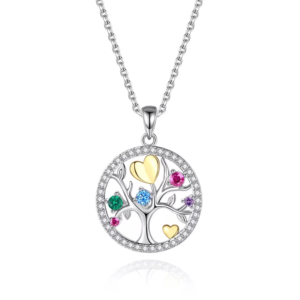 Pendentif arbre de vie avec coeur argent rhodié