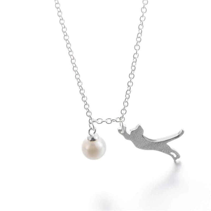 Collier chat et perle