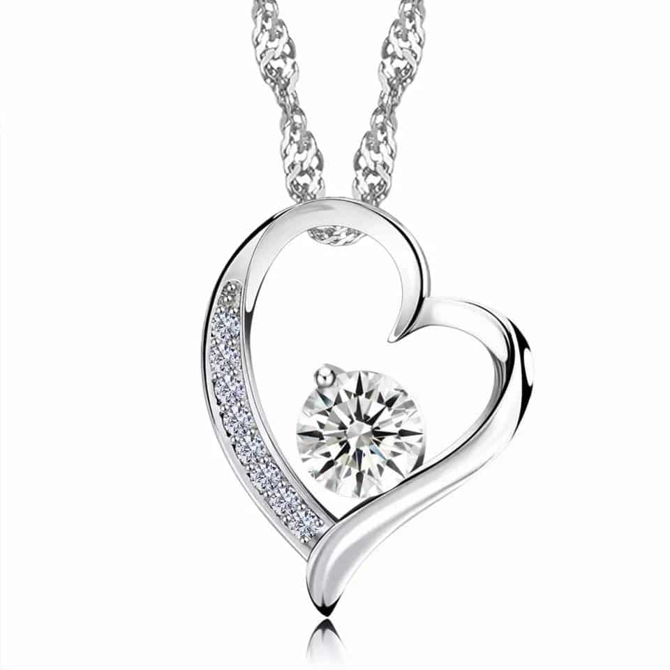 Pendentif coeur argent rhodié