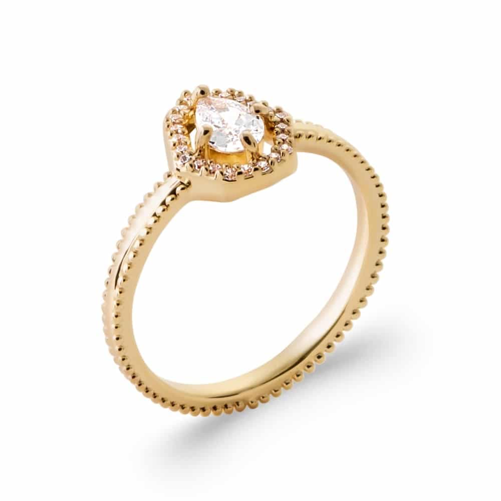 Bague plaqué or halo coeur - 60