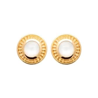 Clous d'oreilles plaqué or pierre de lune