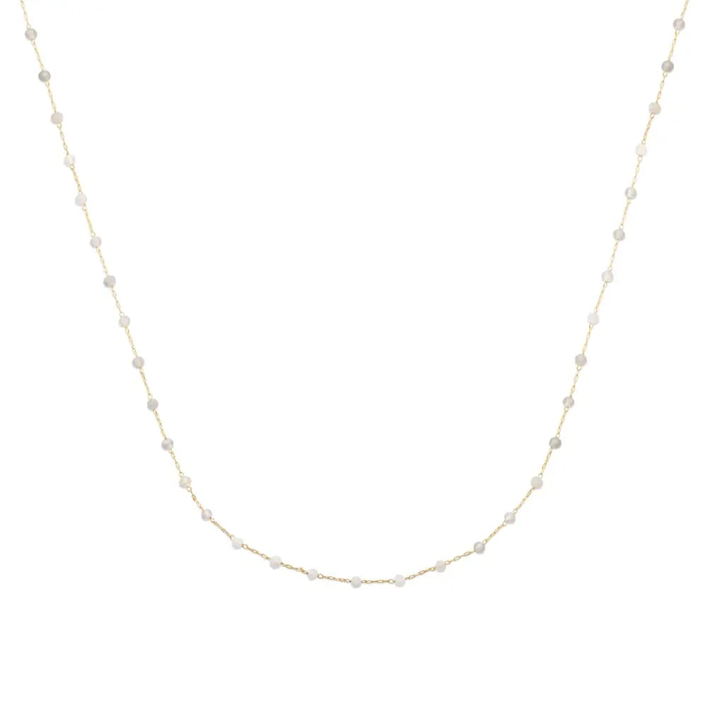 Collier plaqué or billes labradorite