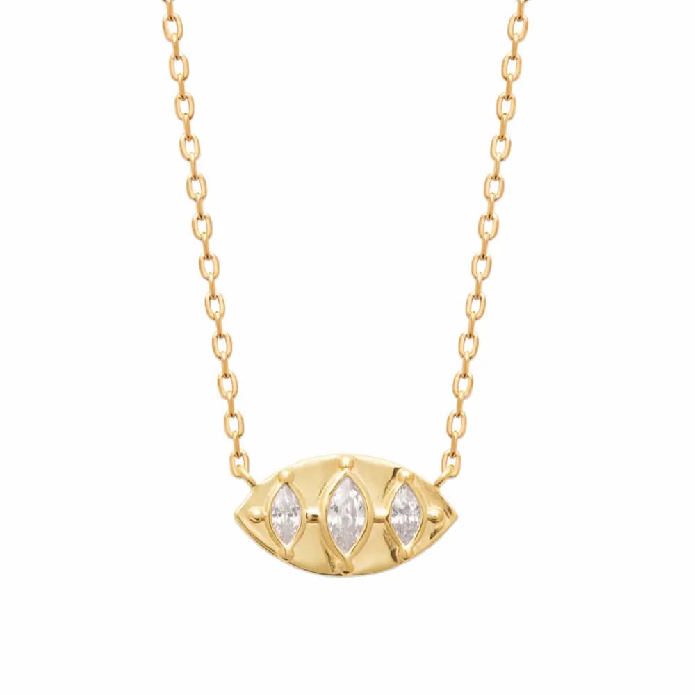 Collier plaqué or losange 3 zircons