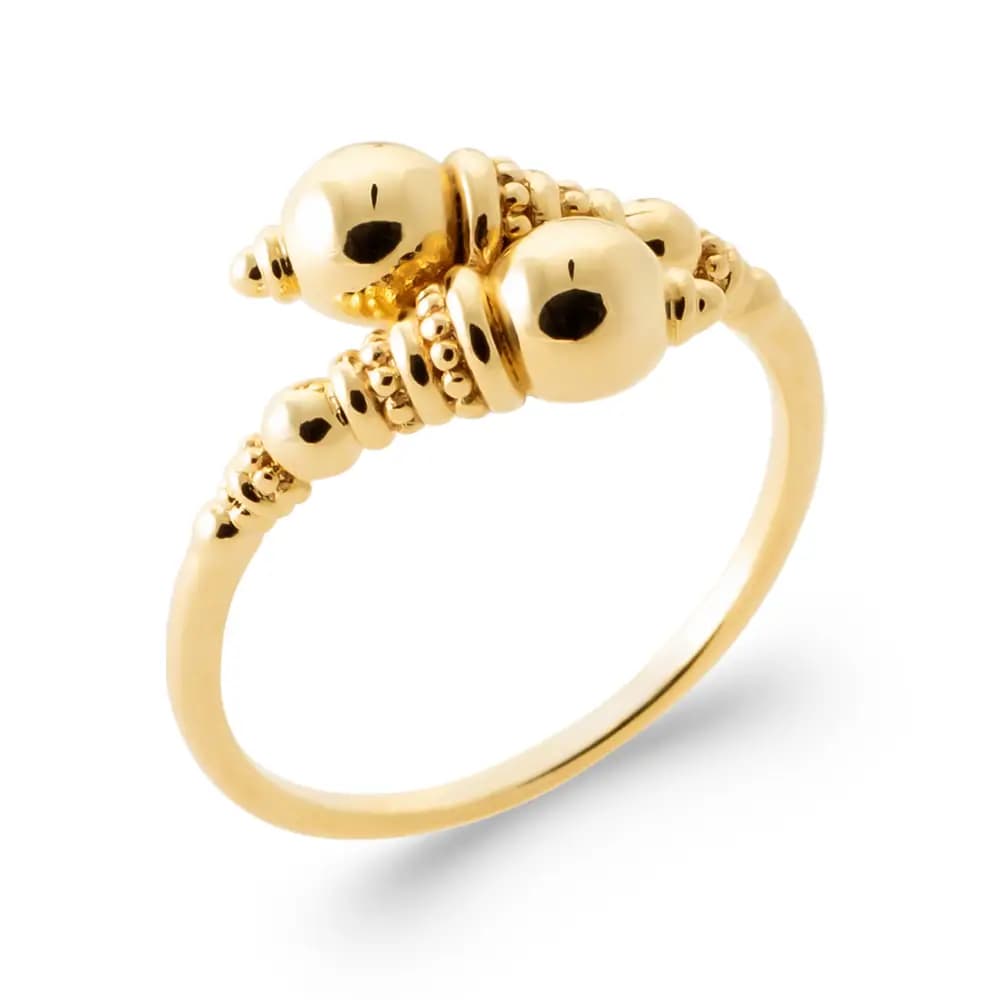 Bague ajustable boule sonnette plaqué or - 50