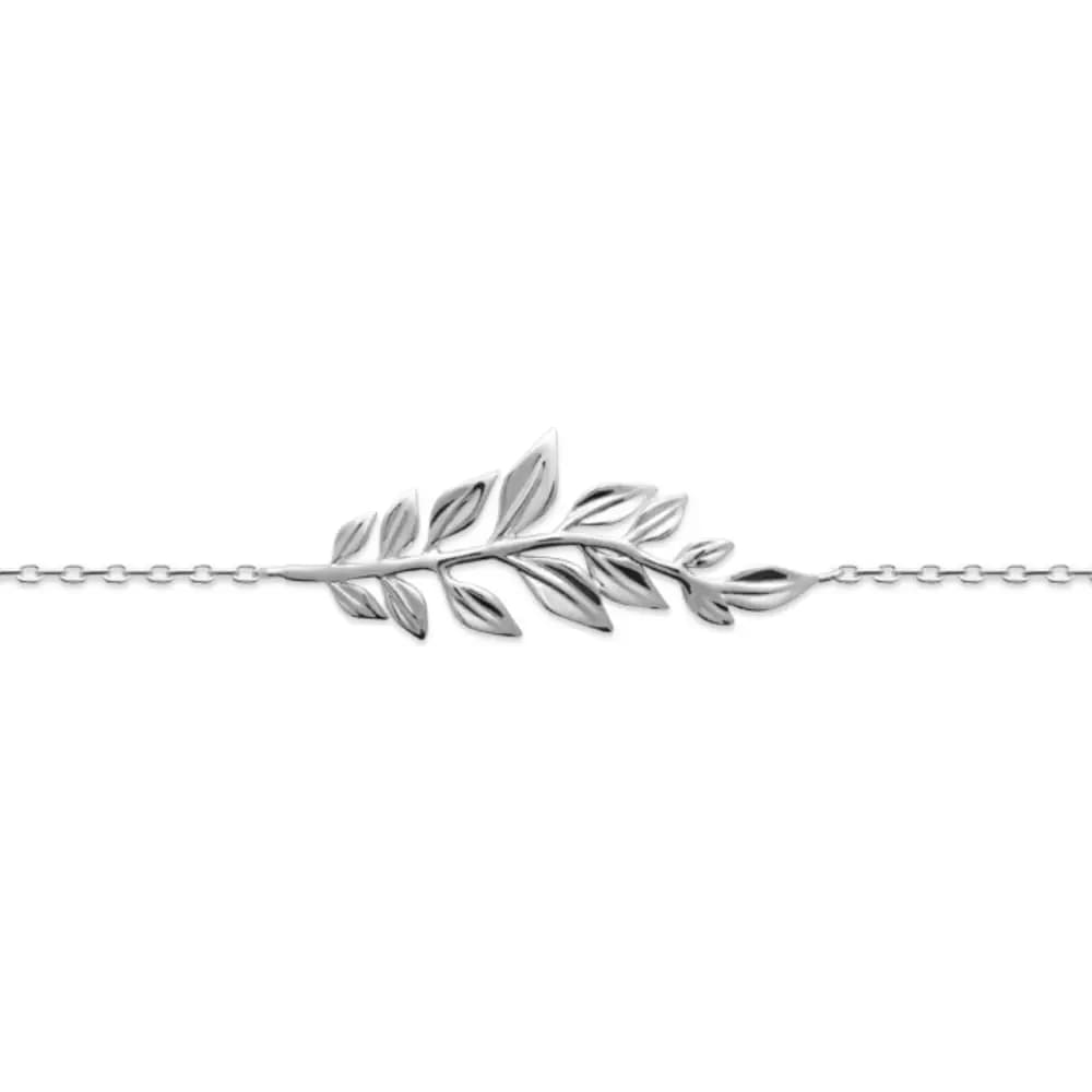Bracelet argent rhodié branche de laurier