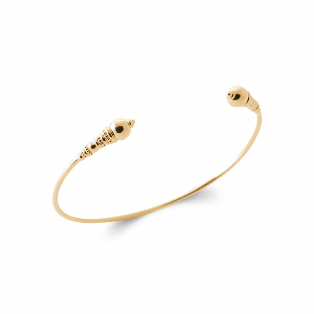 Bracelet jonc plaqué or boules sonnette
