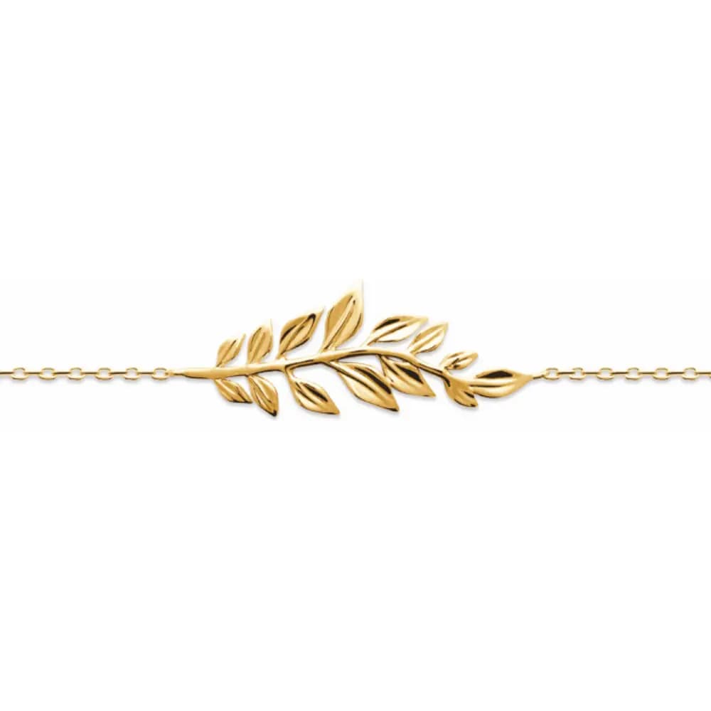 Bracelet plaqué or branche de laurier