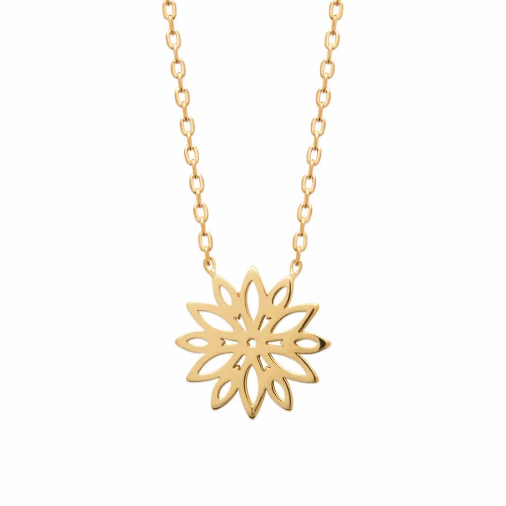 Collier plaqué or fleur ajourée