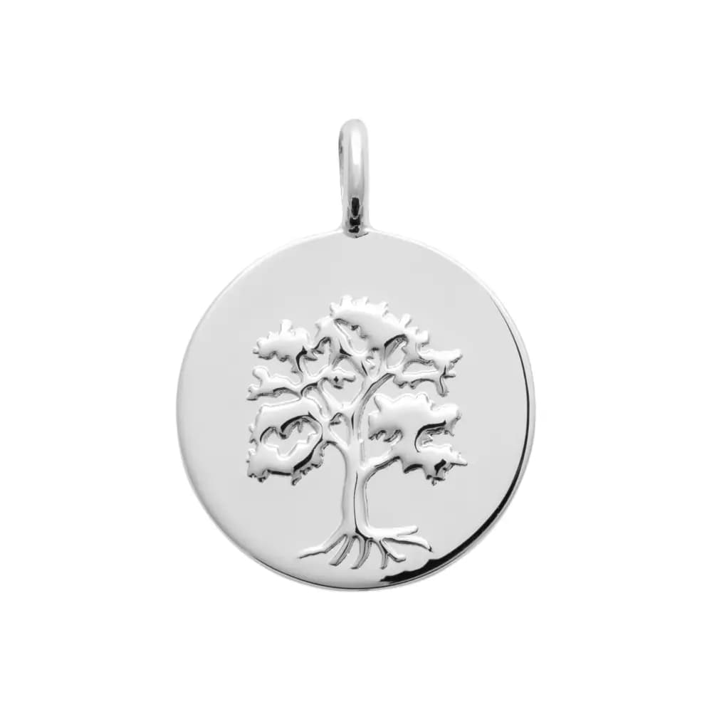 Pendentif médaille arbre de vie argent rhodié