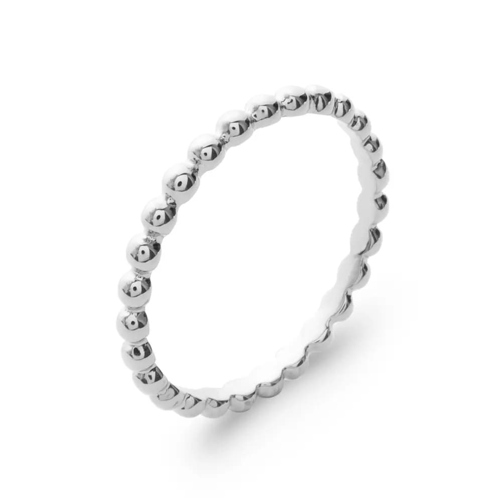 Bague fine perles argent rhodié - 44