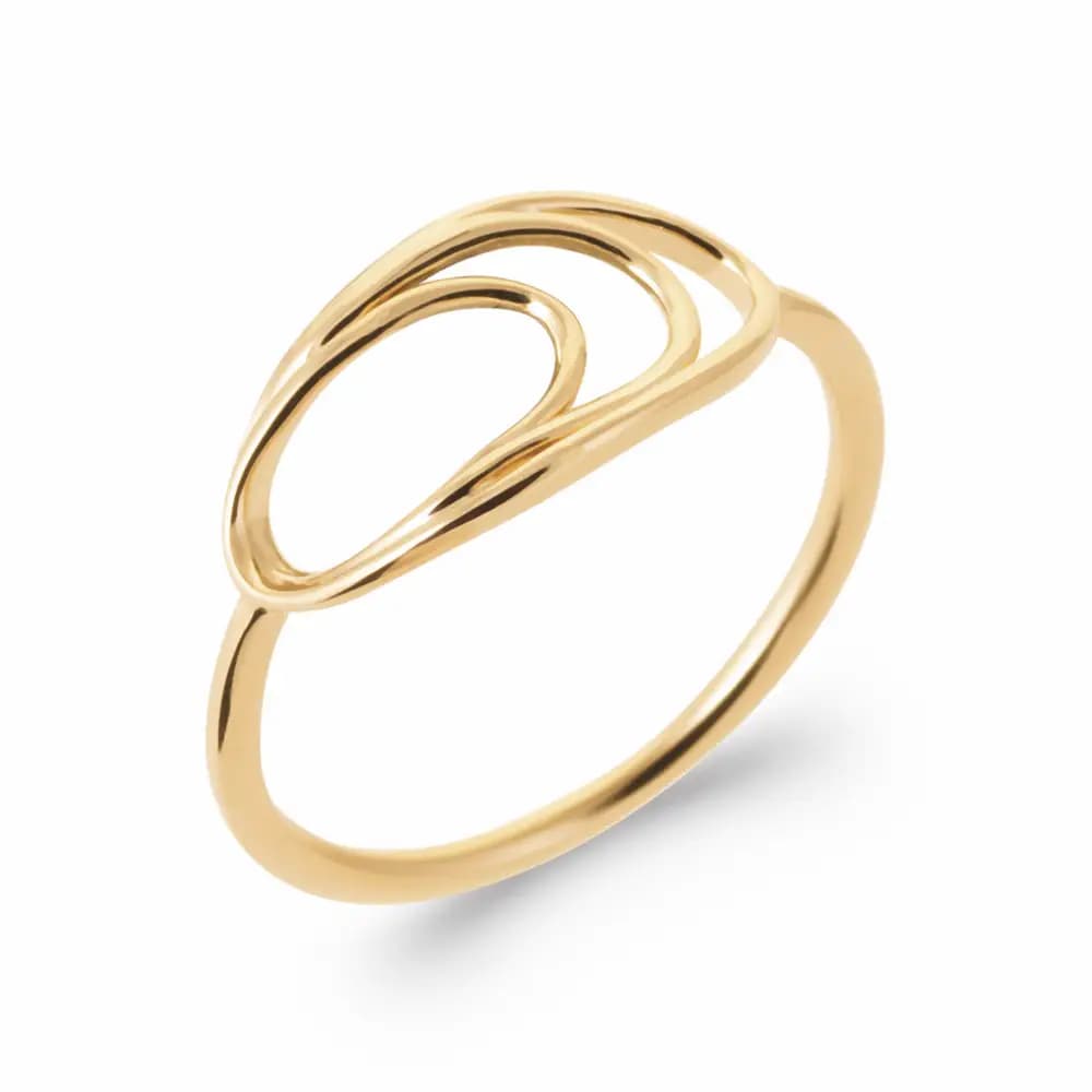 Bague plaqué or 3 ovales allongés - 60