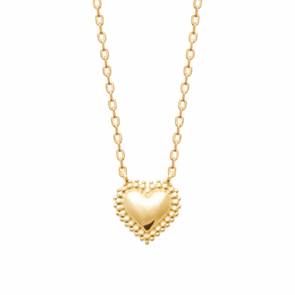 Collier plaqué or cœur perlé