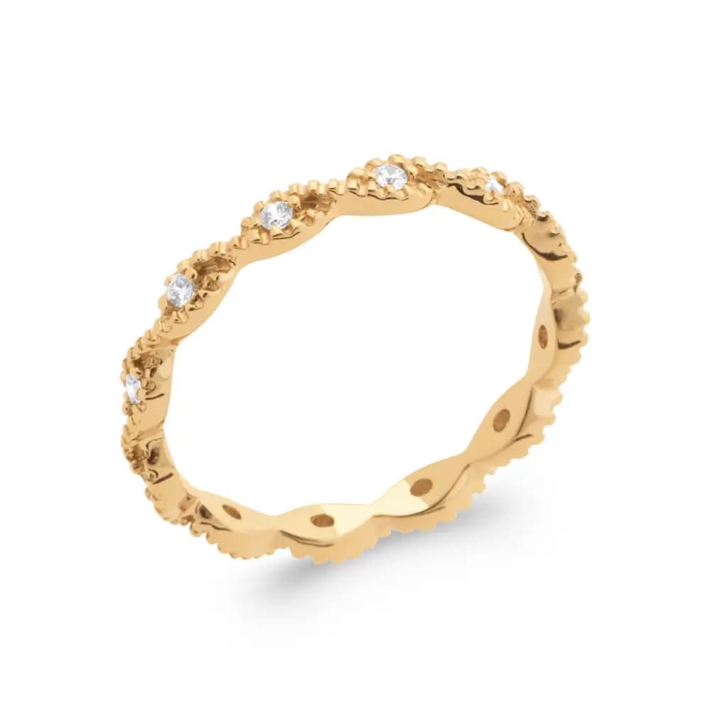 Bague Eléna zircons blancs plaqué or - 58