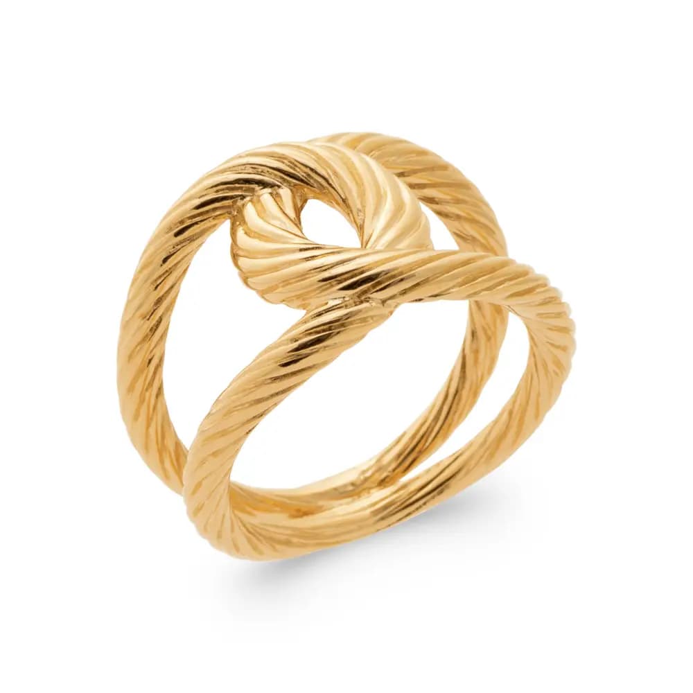 Bague plaqué or 2 rangs tressés - 52