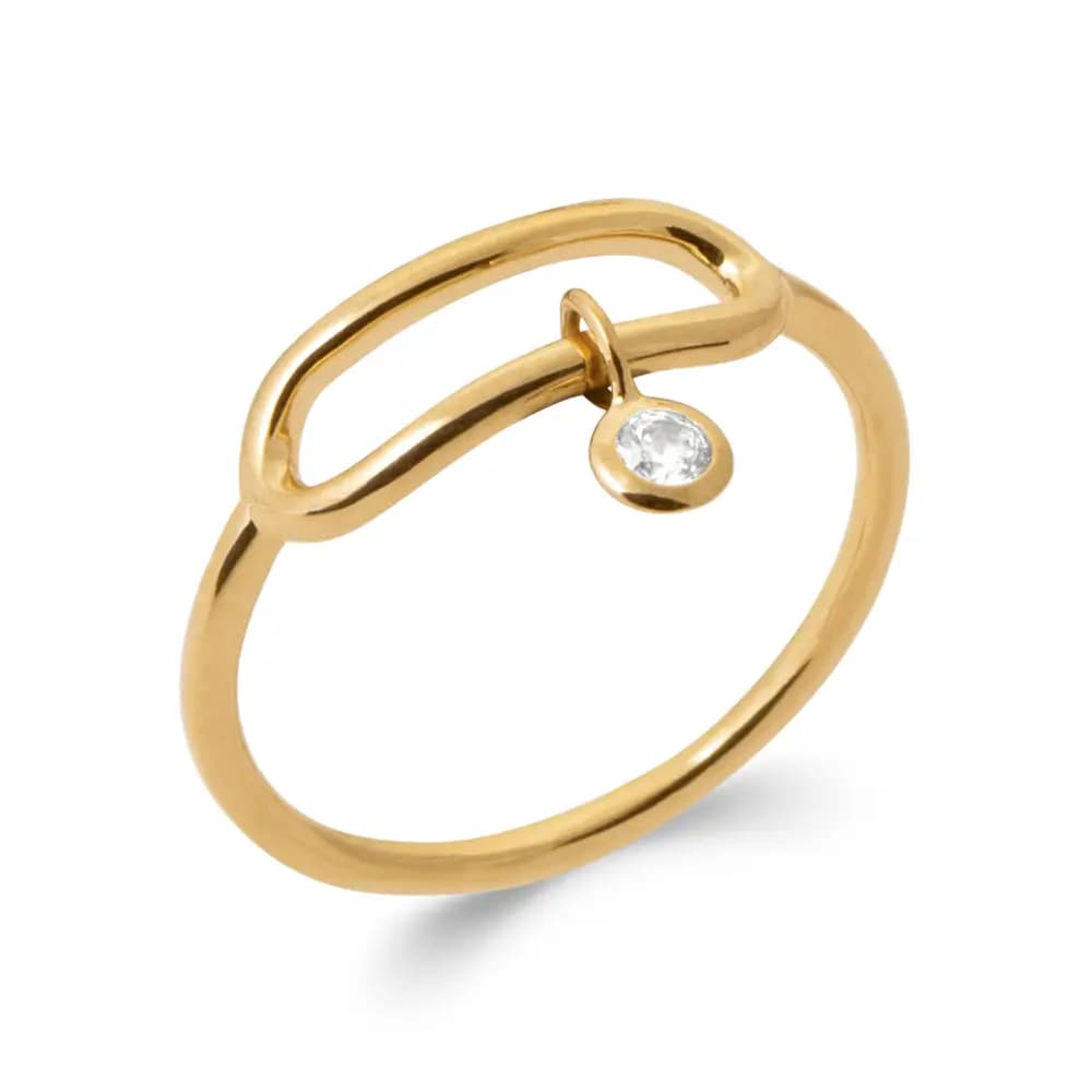 Bague plaqué or Ondine breloque - 58