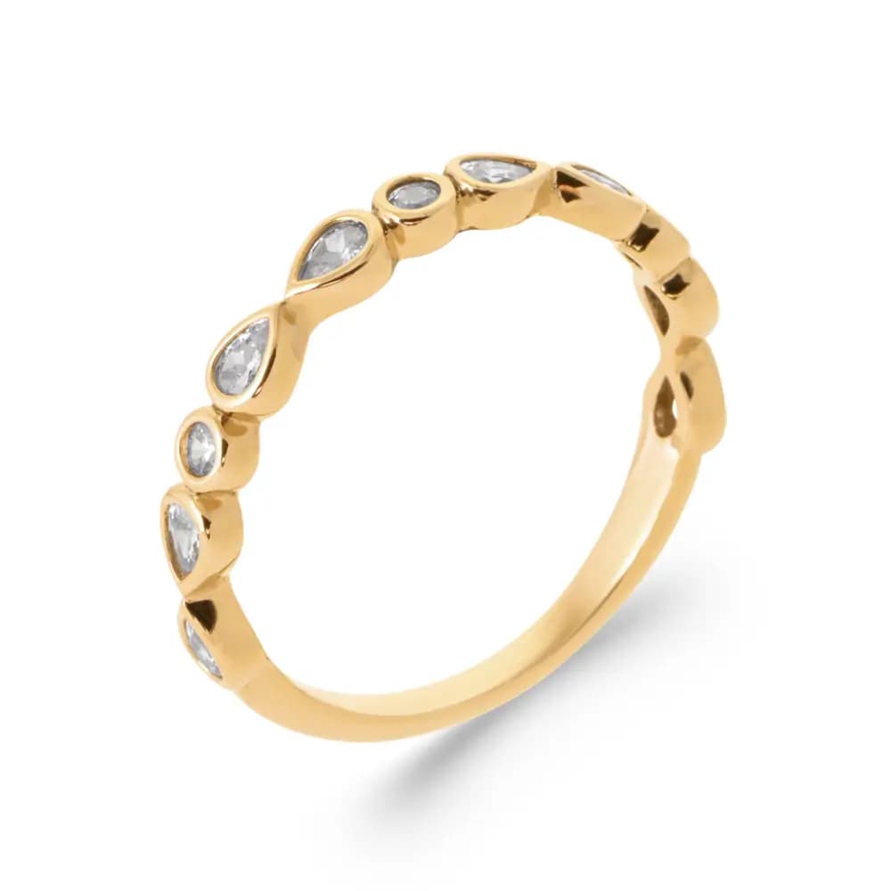 Bague plaqué or diamants synthétiques - 58