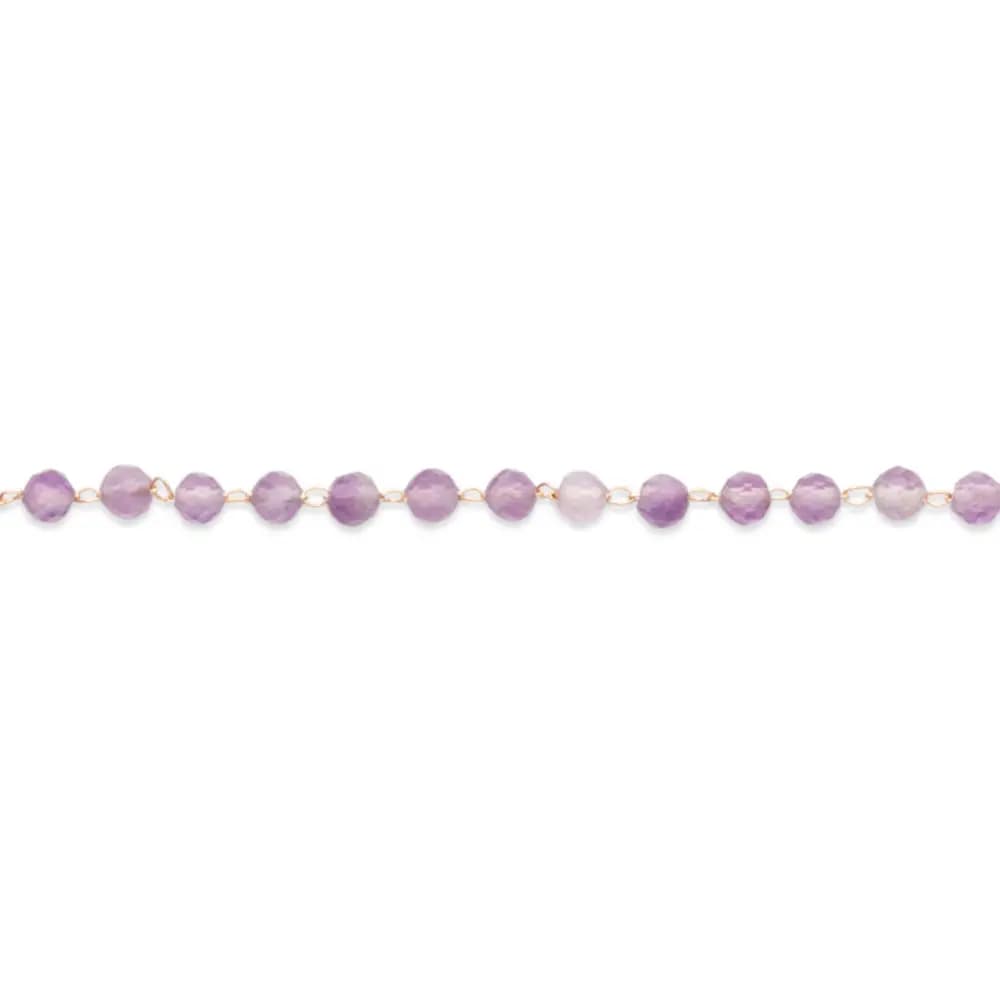 Bracelet plaqué or perles d'améthystes