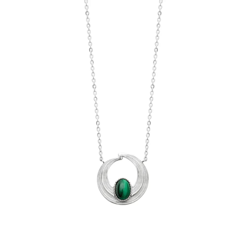 Collier argent rhodié malachite Verna