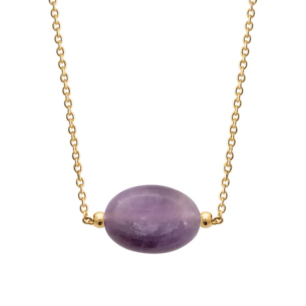 Collier plaqué or améthyste ovale