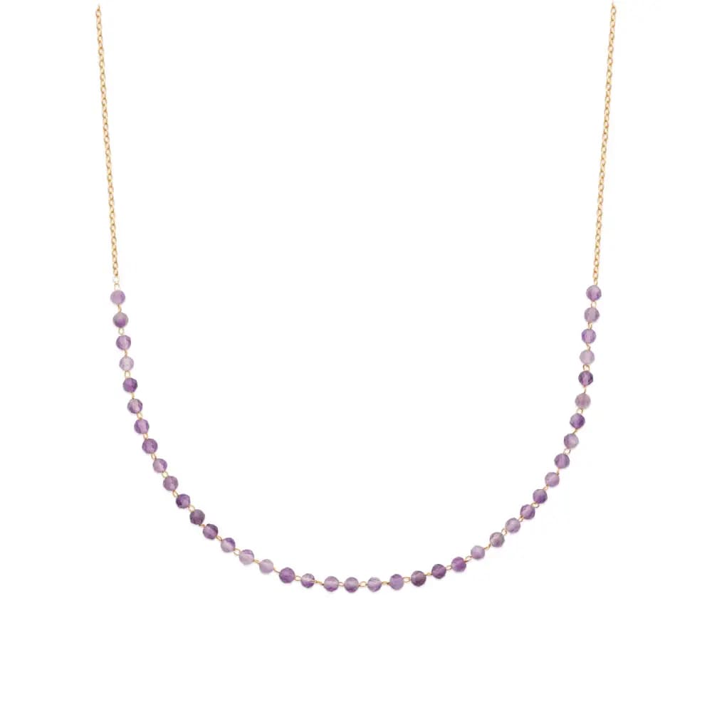 Collier plaqué or perles d'améthystes