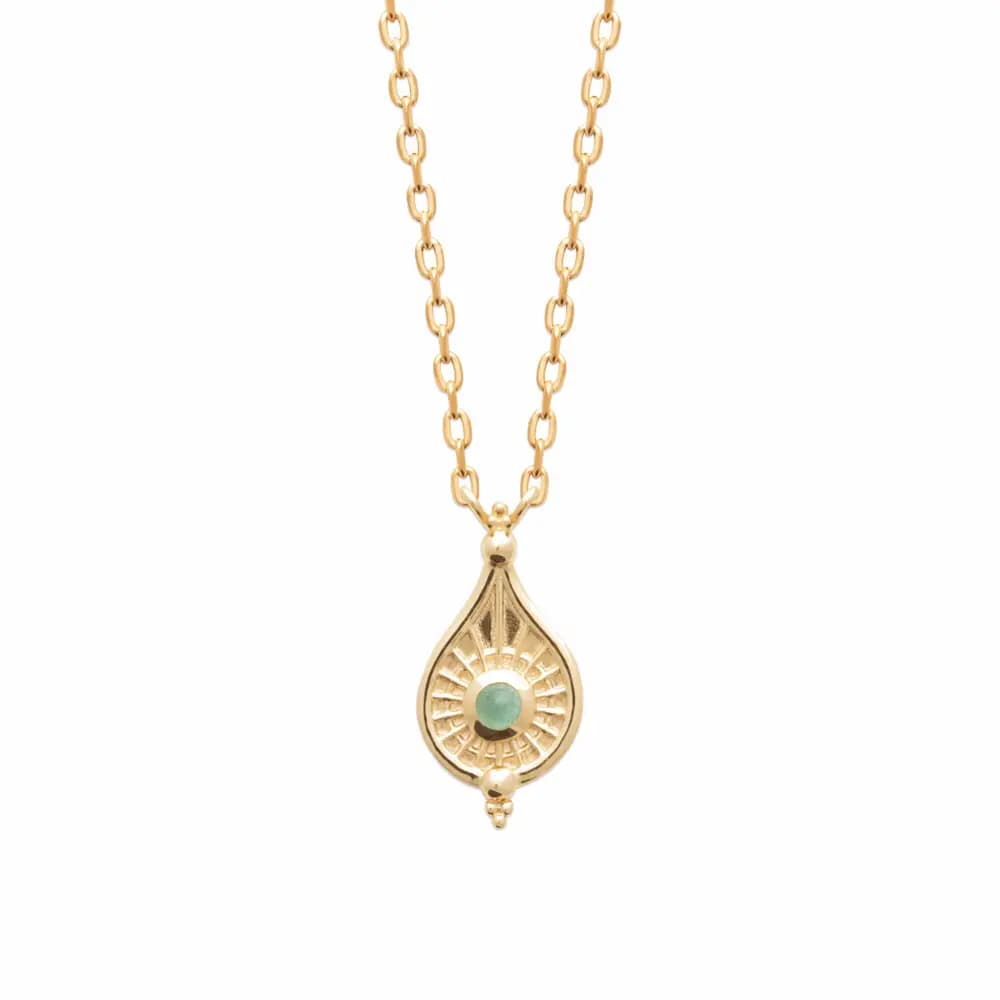 Collier plaqué or pierre aventurine