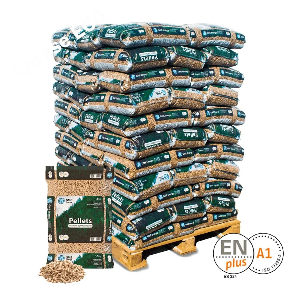 GME WoodPellet – palet de 77 sacos de 15 kg (1.155 kg) – ENplus A1
