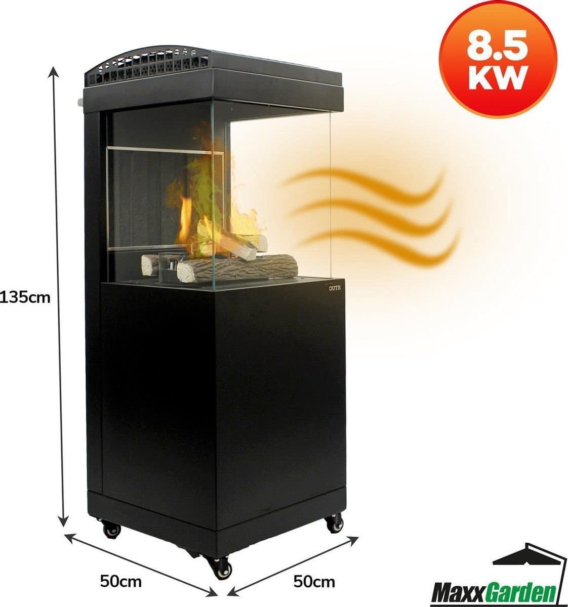 Calefactor de terraza – Hogar exterior a gas – de pie 9Kw – cubierta incluida