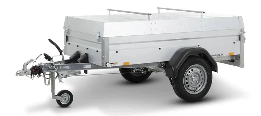 Remolque cerrado STEMA FT 850 con tapa – 850 kg – 201 × 108 × 45 cm – Con freno