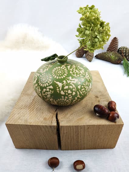 Vase Bonbonne verte pour fleur unique VENDU